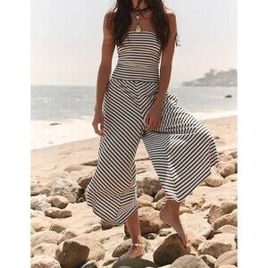 Free People Free Est Daley One-Piece Striped Print Tube Jumpsuit Dress M 286541